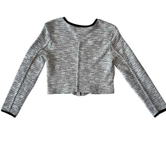 Metaphor Womens XS Tweed Knit Crop Jacket With Zipper Front & Black Trim Accents - Picture 4 of 11